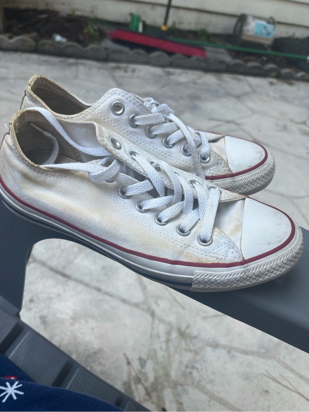 Converse White Canvas Sneakers with Red Trim